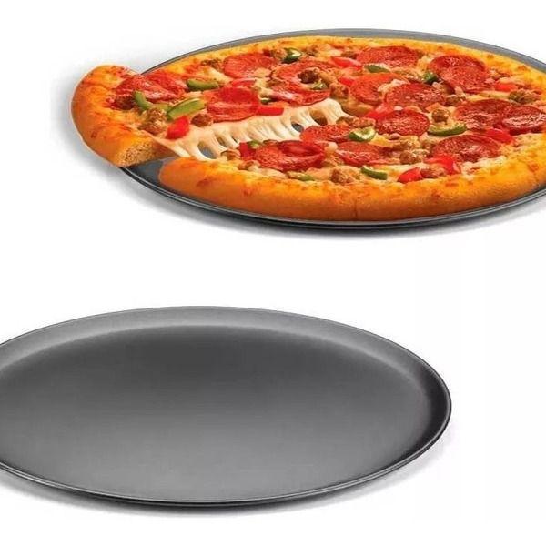 Imagem de Kit 1 FORMA DE PIZZA ANTIADERENTE e 1 CORTADOR DE MASSA INOX