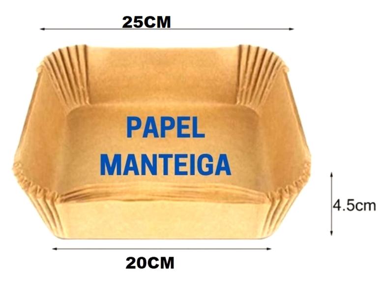 Imagem de Kit 1 Forma de silicone Quadrada para Airfryer 19Cm-50 Formas de papel Reciclável Quadrada  Airfryer