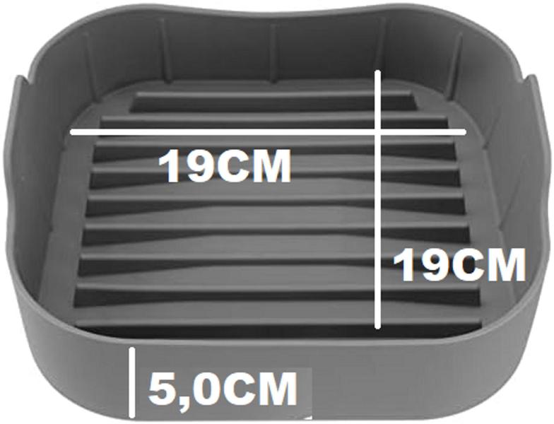 Imagem de Kit 1 Forma de silicone Quadrada para Airfryer 19Cm-50 Formas de papel Reciclável Quadrada  Airfryer