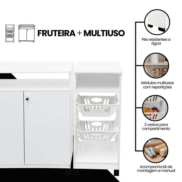 Imagem de Kit 1 Fruteira Para Cozinha e Armário Multiuso 2 Portas