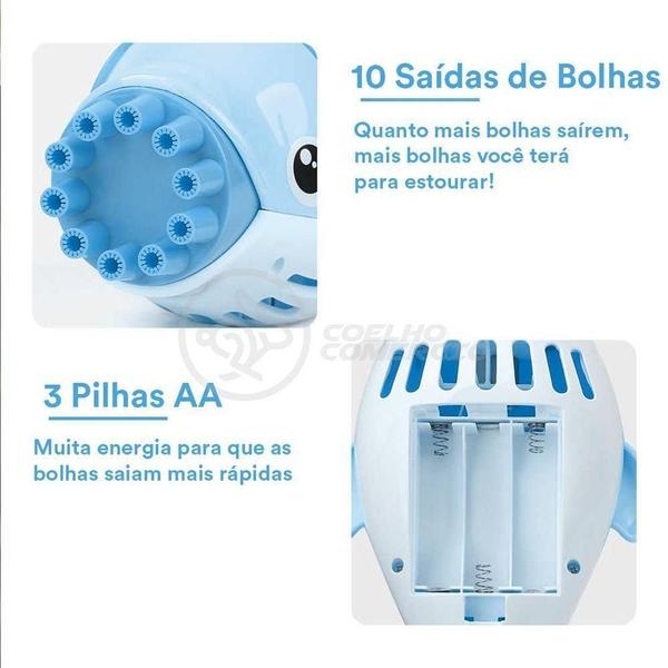 Imagem de Kit 1 Golfinho Bolha Sabão Criança Infantil+ 3 Pilha Azul 2