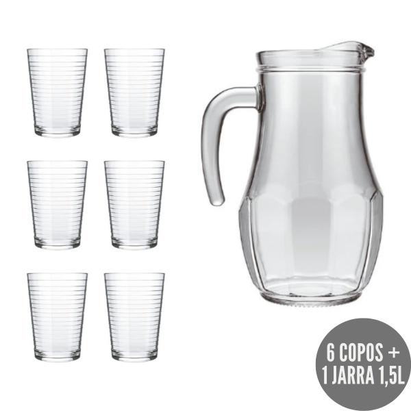 Imagem de Kit 1 Jarra 1,5L + 6 Copos 265ml Nadir Modelo Tango e Ginga