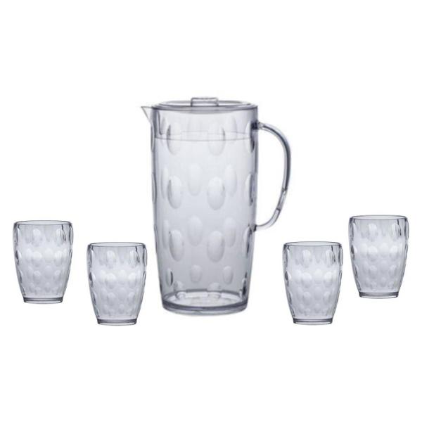 Imagem de Kit 1 Jarra Suqueira  2,5L C/ 04 Copos 470ml- Transparente