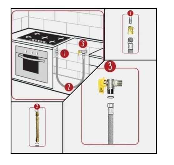 Imagem de Kit 1 Metro Mangueira Cobre P/ Fogões Gás Registro + Adaptador Dako