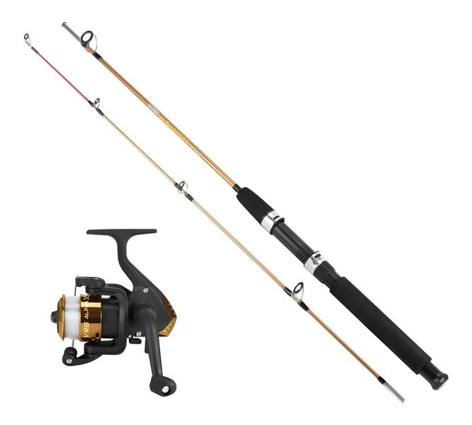 Imagem de Kit 1 Molinete 3 Rolamentos Alpha 300 1 Vara de Pesca 1 Linha Anzol- Vrs Fishing