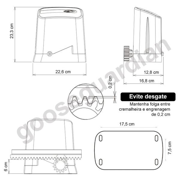 Imagem de Kit 1 Motor PPA 1/4CV Dz Home 2 Control Portão 300Kg