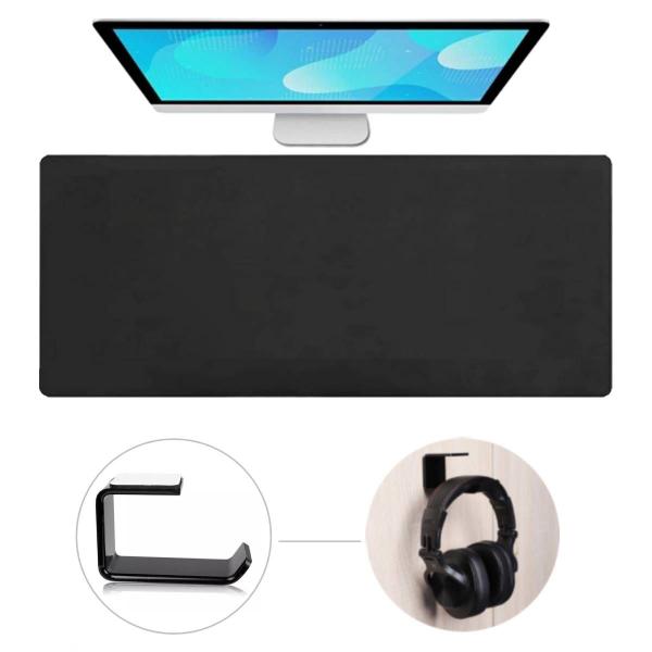 Imagem de Kit 1 Mouse Pad Grande 90x40cm Preto Slim + 1 Suporte Fone Acrilico