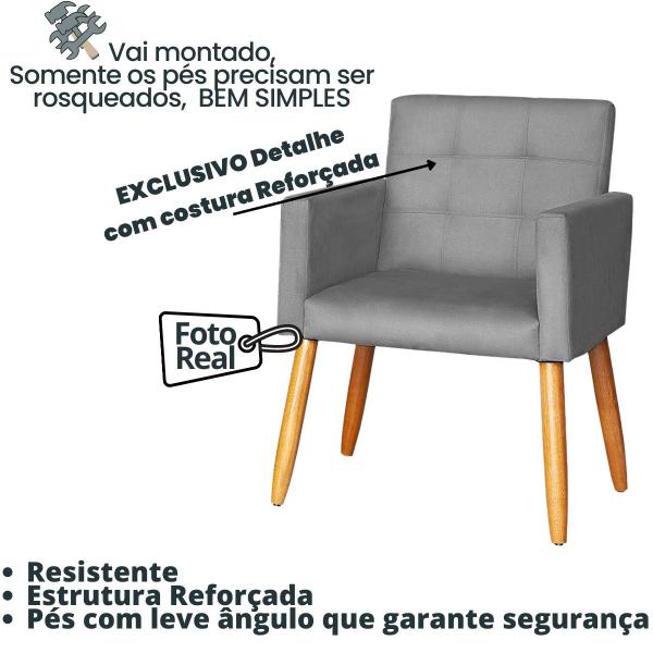 Imagem de Kit 1 Namoradeira 2 Poltronas com Puff para Recepção Sala de Espera Resistente confortável Estofado 4 Lugares