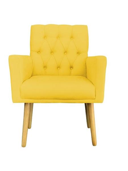 Imagem de Kit 1 Namoradeira + 2 Poltronas Decorativas Nina Retro Suede Amarelo - Meu Lar Decorações