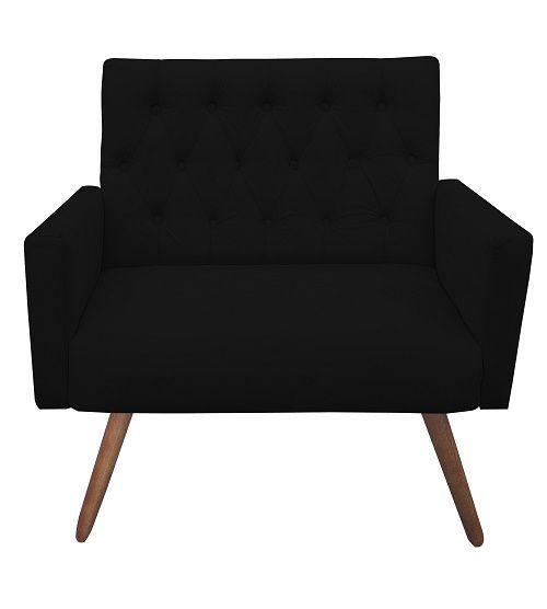 Imagem de Kit 1 Namoradeira + 2 Poltronas Decorativas Nina Retro Suede Preto - Meu Lar Decorações