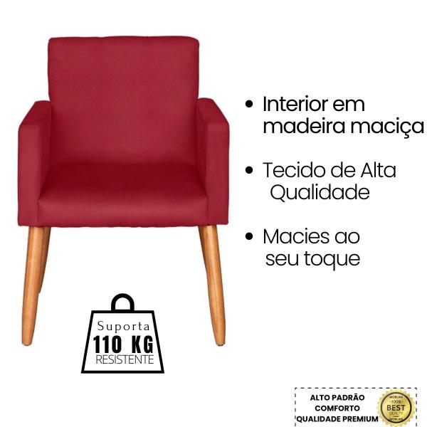 Imagem de Kit 1 Namoradeira 2 Poltronas Nina Para de Estar Recepção Clinica 4 Lugares Resistente Sala de Espera