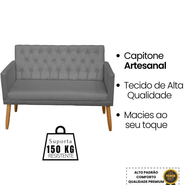 Imagem de Kit 1 Namoradeira com 2 Poltrona com Puff Capitone para Sala de Espera Recepção ambiente pequeno