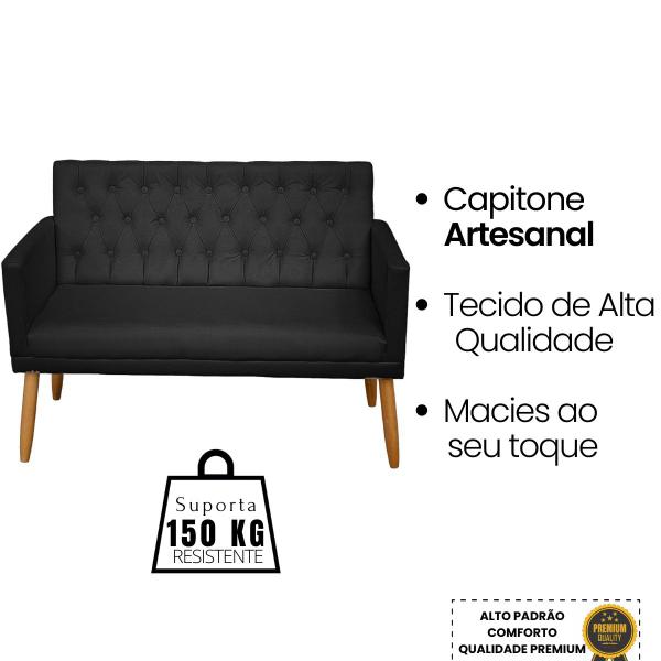 Imagem de Kit 1 Namoradeira com 2 Poltrona com Puff Capitone para Sala de Espera Recepção ambiente pequeno