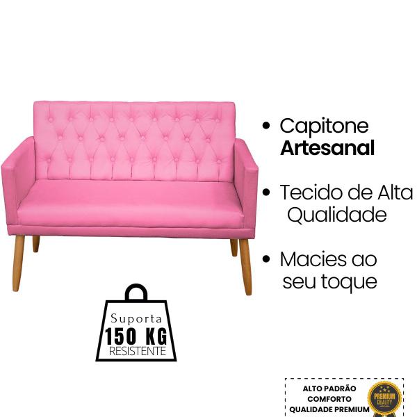 Imagem de Kit 1 Namoradeira com 2 Poltrona com Puff Capitone para Sala de Espera Recepção ambiente pequeno