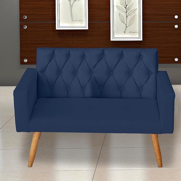 Imagem de Kit 1 Namoradeira e 2 Poltronas Decorativa Thais Azul Marinho - Mafer