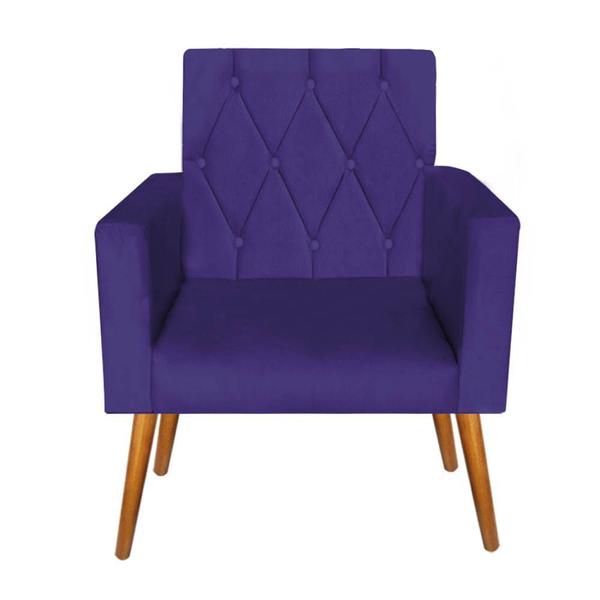 Imagem de Kit 1 Namoradeira e 2 Poltronas Thais Capitonê Suede Roxo - Móveis Mafer