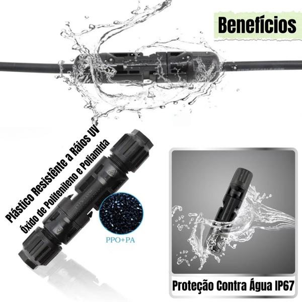 Imagem de Kit 1 Par de Plug Terminal Conector MC4 Cabo Painel Energia Solar Placa Fotovoltaica Instalação de Módulo Inversor Macho e Fêmea