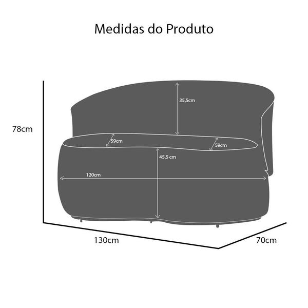 Imagem de Kit 1 Poltrona 1 Namoradeira e 1 Puff Grande Orgânico Beatriz Tecido Veludo Composê Em material sintético Preto - Estopar