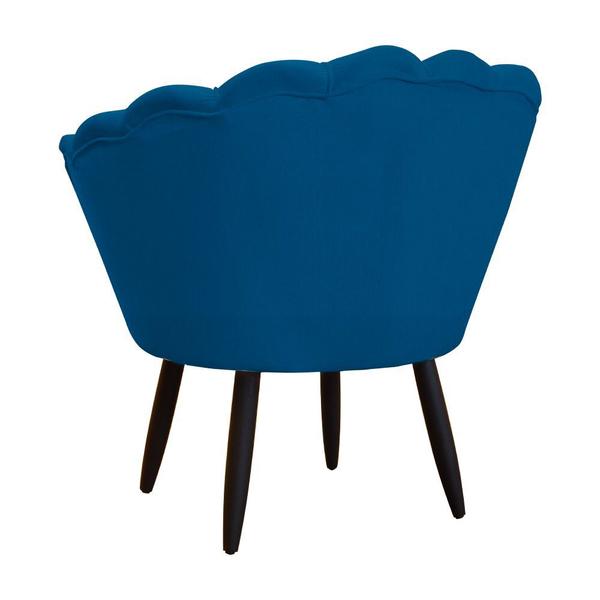 Imagem de Kit 1 Poltrona Com 1 Puff Pés Palito Salão de Beleza Pétala Suede Azul Royal - DL Decor