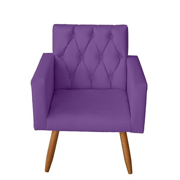 Imagem de Kit 1 Poltrona Decorativa 66cm Thais e Puff Sófia Roxo - Mafer