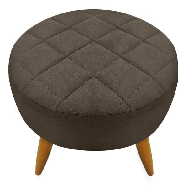 Imagem de Kit 1 Poltrona Decorativa + Puff Maitê Matelassê Estilo Nina Suede Marrom