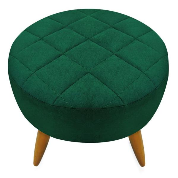 Imagem de Kit 1 Poltrona Decorativa + Puff Maitê Matelassê Estilo Nina Suede Verde Militar