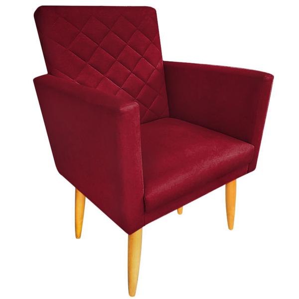 Imagem de Kit 1 Poltrona Decorativa + Puff Maitê Matelassê Estilo Nina Suede Vermelho Marsala