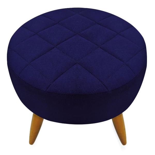 Imagem de Kit 1 Poltrona Decorativa + Puff Maitê Matelassê Suede Azul Marinho