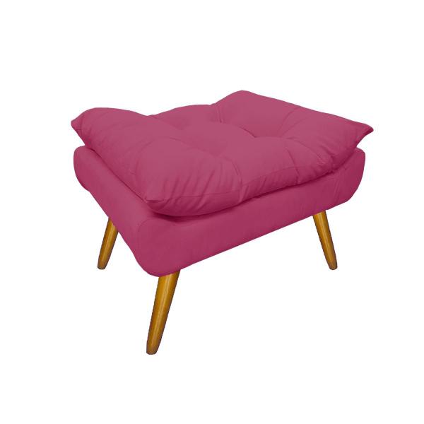 Imagem de Kit 1 Poltrona e 1 Puff Pés Palito Para Sala de Tv Karen Suede Rosa Pink - LM DECOR