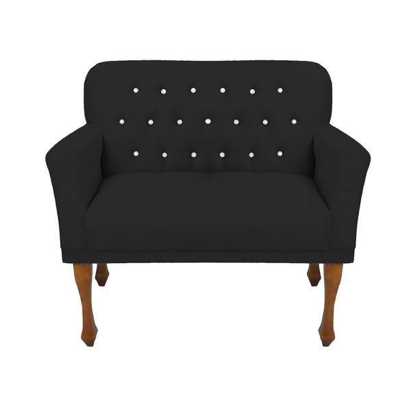 Imagem de Kit 1 Poltrona e Namoradeira Estofada Para Sala de Estar Anitta Suede Preto DL Decor