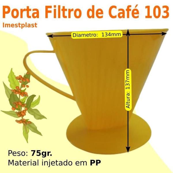 Imagem de Kit 1 Porta Filtro 103 Suporte Coador Café-Amarelo 75Gr.