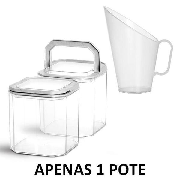 Imagem de Kit  1 pote em acrilico p/ granel cereais alimentos octagonal 5l c/ tampa  1 concha 