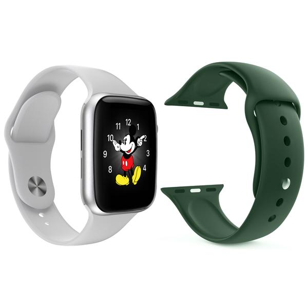 Imagem de Kit 1 Relógio Inteligente SmartWatch LD5 Branco Android iOS + 1 Pulseira Silicone Verde Escuro