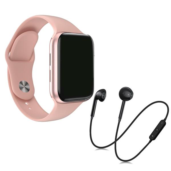 Imagem de Kit 1 Relógio Inteligente SmartWatch W34 S Troca Pulseira + 1 Fone Bluetooth S6 -