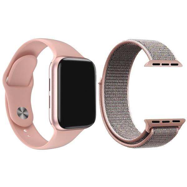 Imagem de Kit 1 Relógio Inteligente SmartWatch W8 Lite Plus Rosa + 1 Pulseira Extra Nylon Rosa