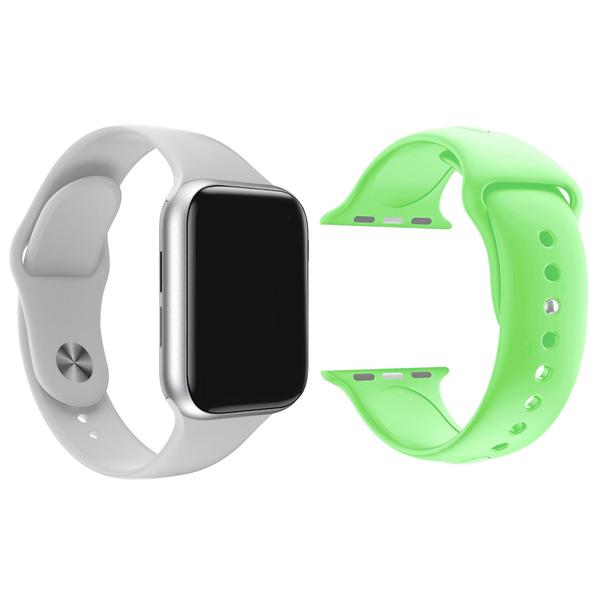 Imagem de Kit 1 Relógio Inteligente SmartWatch W9 Lite Branco Android iOS + 1 Pulseira Extra Silicone Verde