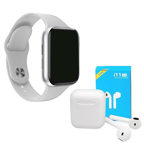 Imagem de Kit 1 Relógio SmartWatch W34 S Preto Troca Pulseira + 1 Fone Bluetooth i11 Pro TWS -