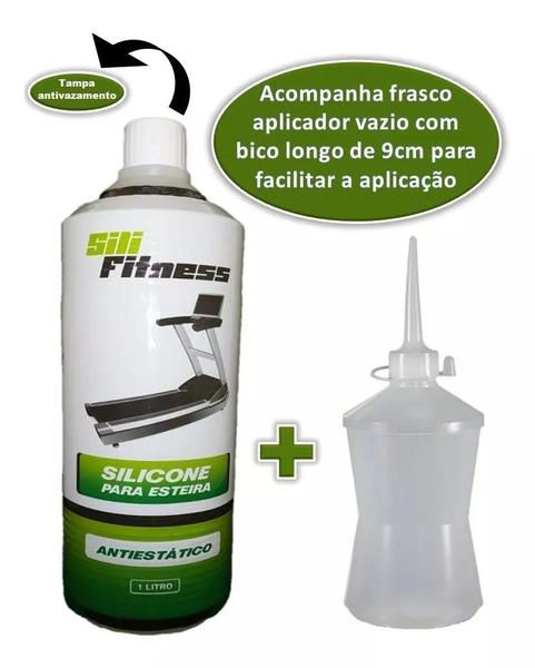 Imagem de Kit 1 Silicone Lubrificante Óleo SILI FITNESS 1 Litro Antiestático Próprio Esteira + 1 Aplicador