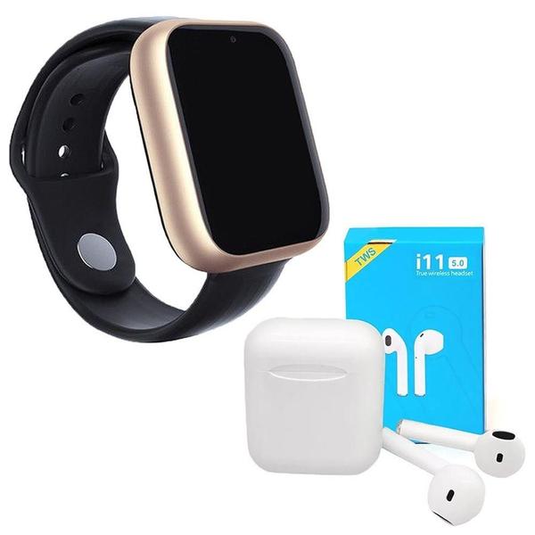 Imagem de Kit 1 Smartwatch Dourado + 1 Fone I11 Pro Tws 42Mm