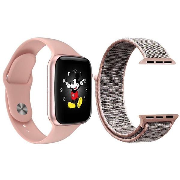 Imagem de Kit 1 Smartwatch Ld5 Rosa + 1 Pulseira Extra Nylon Rosa