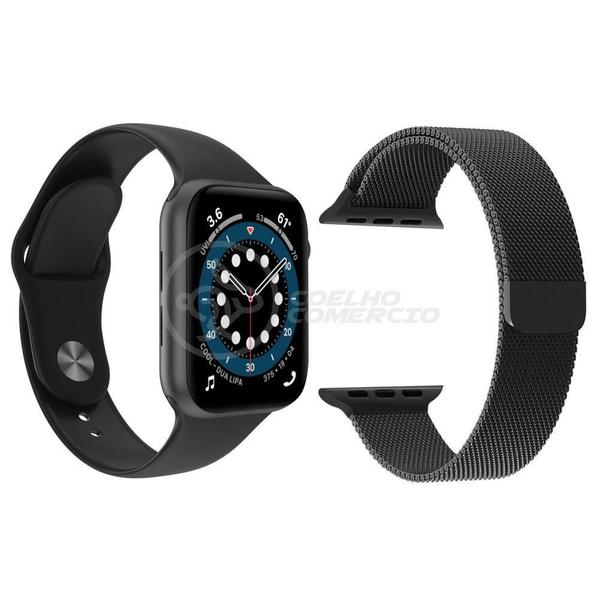 Imagem de Kit 1 Smartwatch W46 S Preto + 1 Pulseira Extra Preto