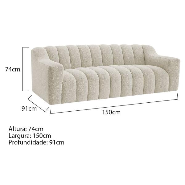 Imagem de Kit 1 Sofá 150cm 2 Poltrona Luxo Recepção Sala Elegance Bouclé