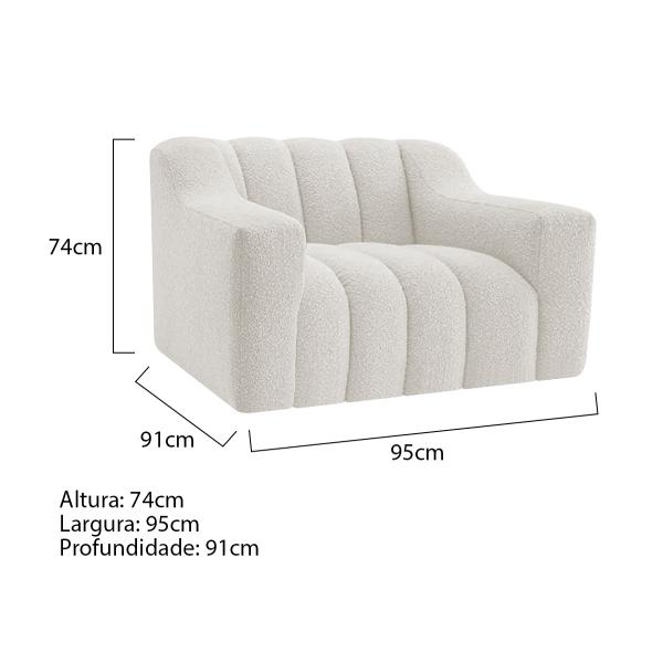 Imagem de Kit 1 Sofá 150cm 2 Poltrona Luxo Recepção Sala Elegance Bouclé