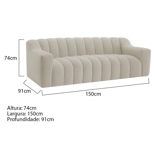 Imagem de Kit 1 Sofá 150cm 2 Poltrona Luxo Recepção Sala Elegance Linho