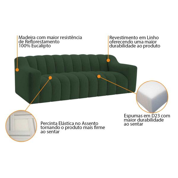 Imagem de Kit 1 Sofá 180cm 2 Poltrona Luxo Recepção Sala Elegance Linho