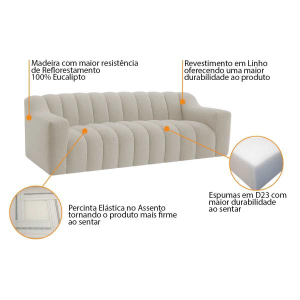 Imagem de Kit 1 Sofá 200cm 1 Poltrona Luxo Recepção Sala Elegance Linho