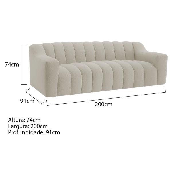 Imagem de Kit 1 Sofá 200cm 2 Poltrona Luxo Recepção Sala Elegance Bouclé