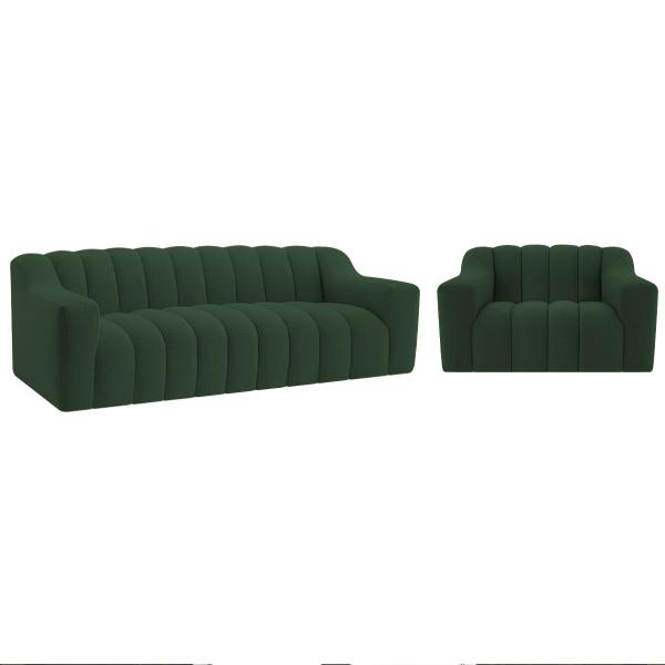 Imagem de Kit 1 Sofá 200cm 2 Poltrona Luxo Recepção Sala Elegance Bouclé