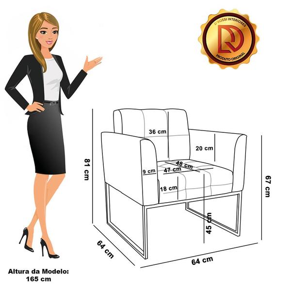Imagem de Kit 1 Sofá Namoradeira e 1 Poltrona Elisa Linho Base Metálica Industrial Dourado - D'Rossi