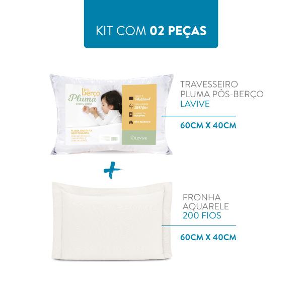 Imagem de Kit 1 Travesseiro Pluma Infantil 60x40 + 1 Fronha 200 Fios